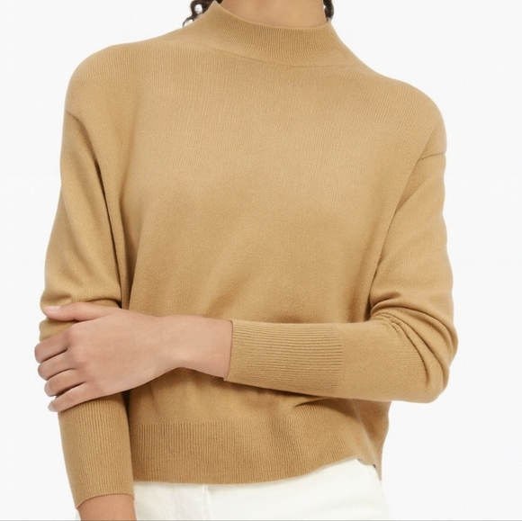 Everlane Sweaters - Everlane Preppy Classic Casual Winter Cashmere Mock Neck Sweater Camel Tan Small